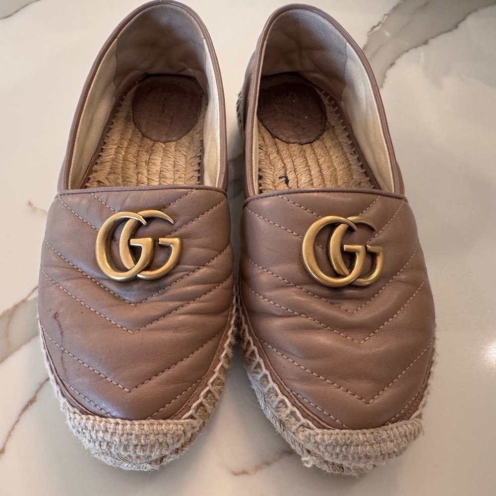 Authentic Gucci Women's Tan Espadrille Loafers